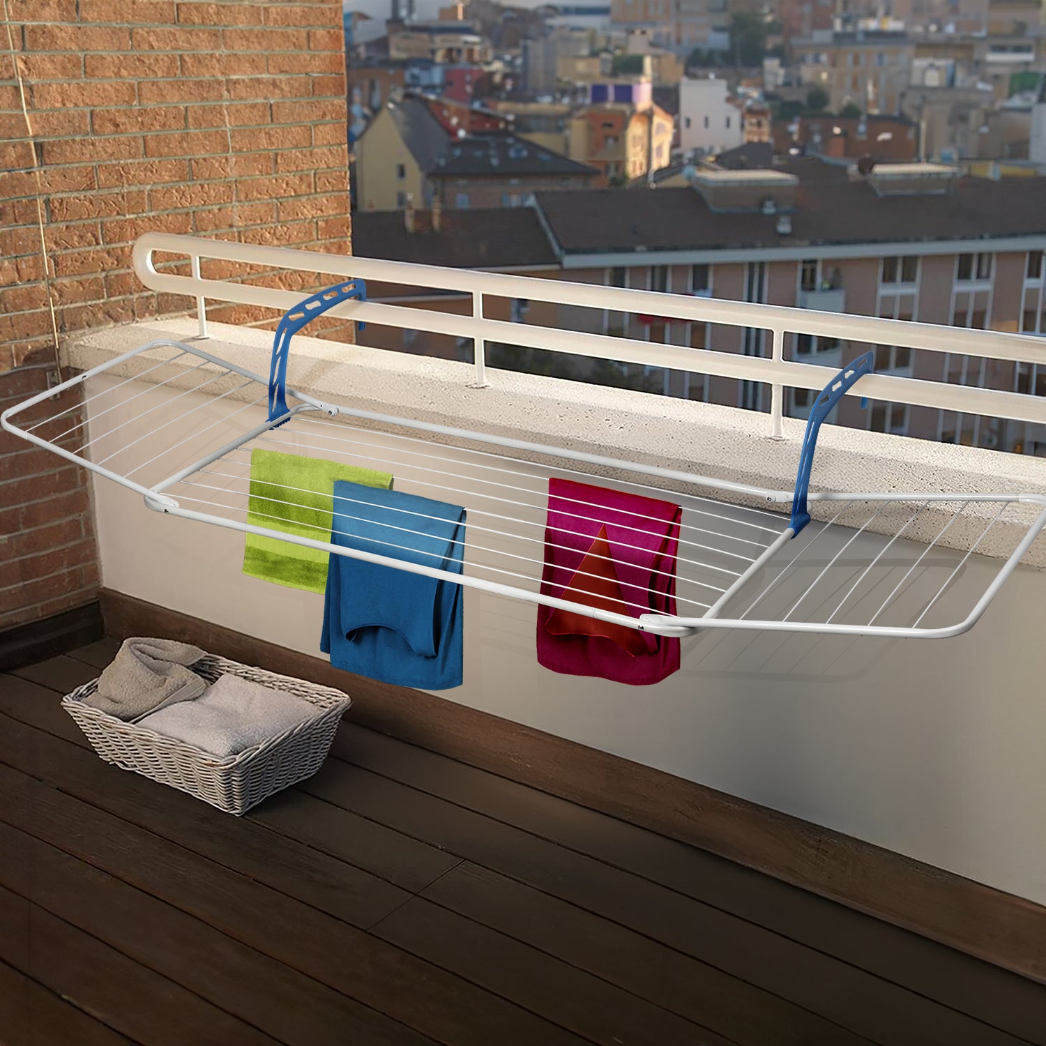 VESTIAMO CASA - Stendibiancheria da balcone Large con ali - 15 metri di stenditura